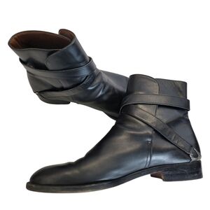 Fratelli Rossetti Casual Leather Belted black Boots Made in Italy